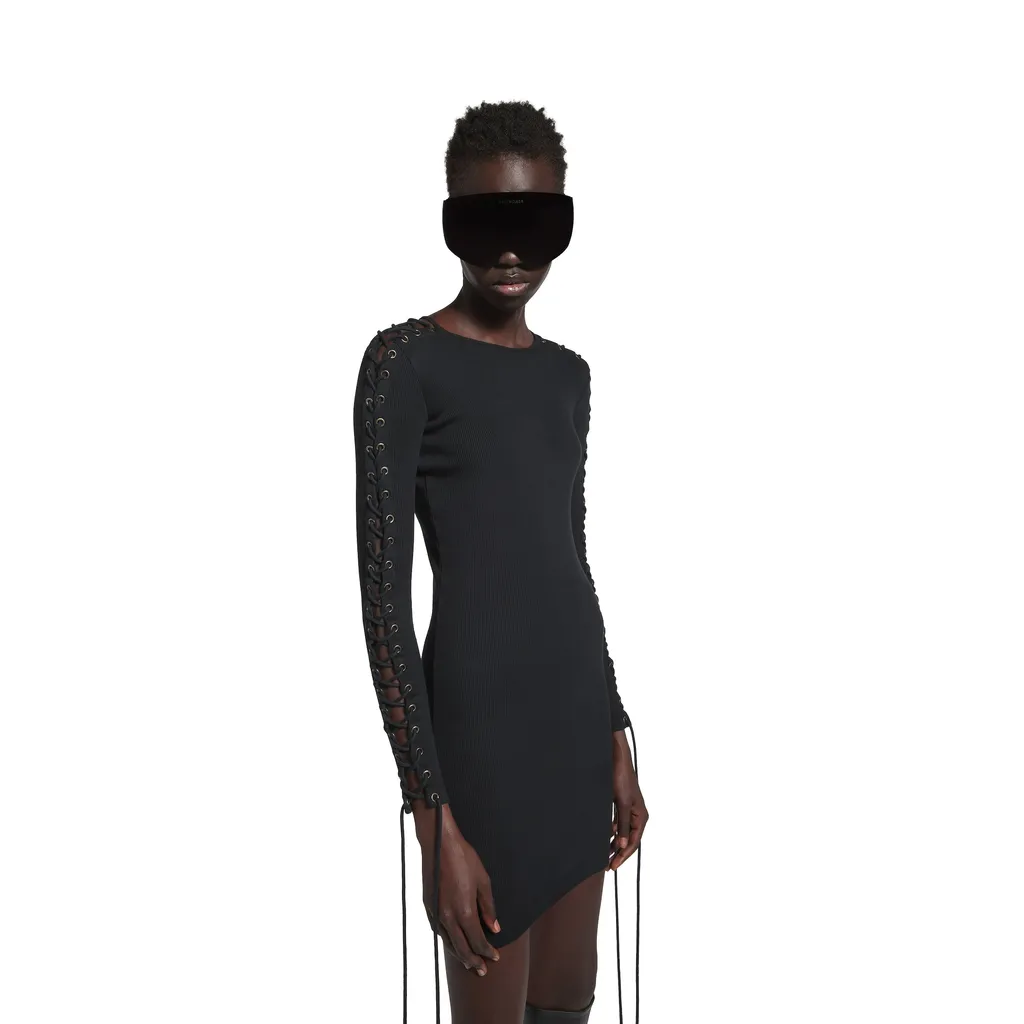 Lace-Up Long Sleeve Dress