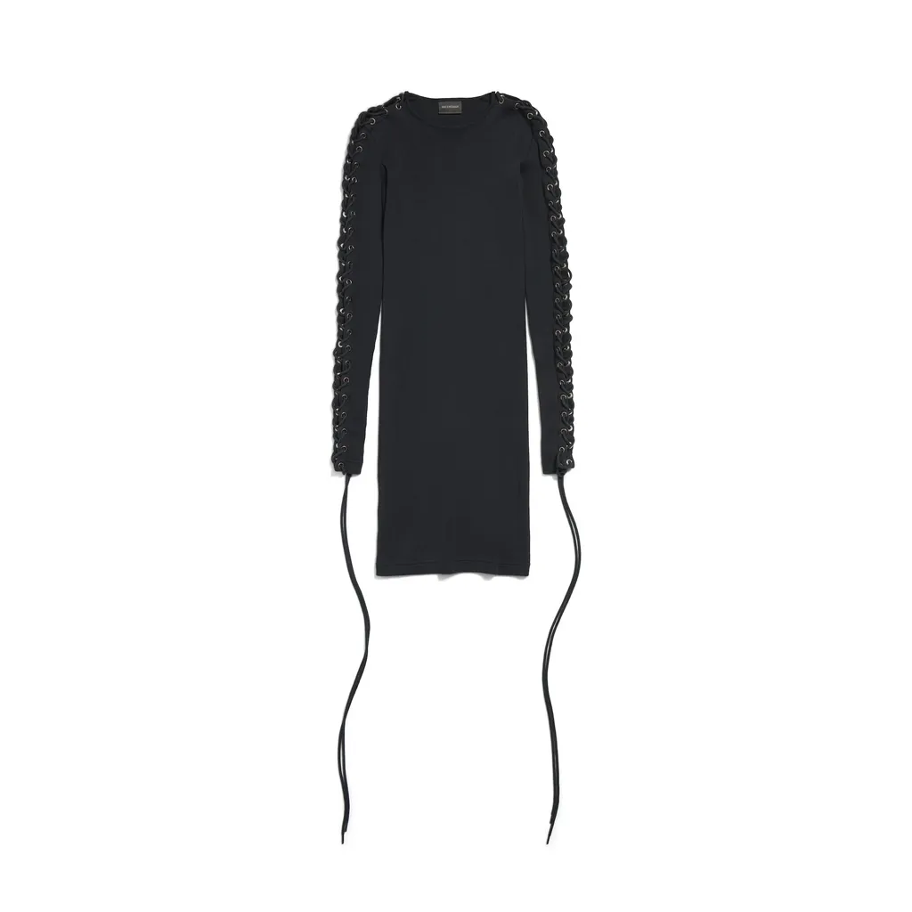 Lace-Up Long Sleeve Dress