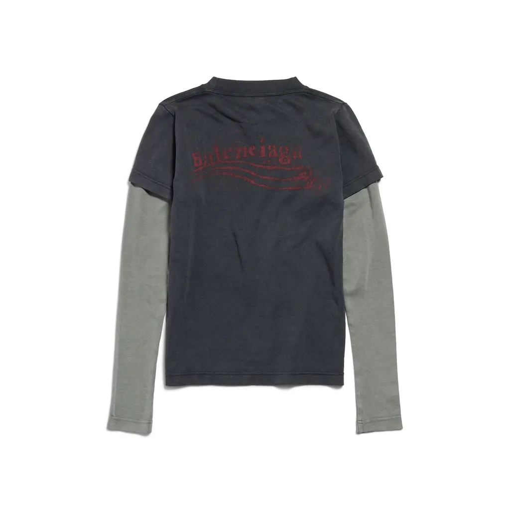 Washed Crayon Political Double Sleeve T-Shirt