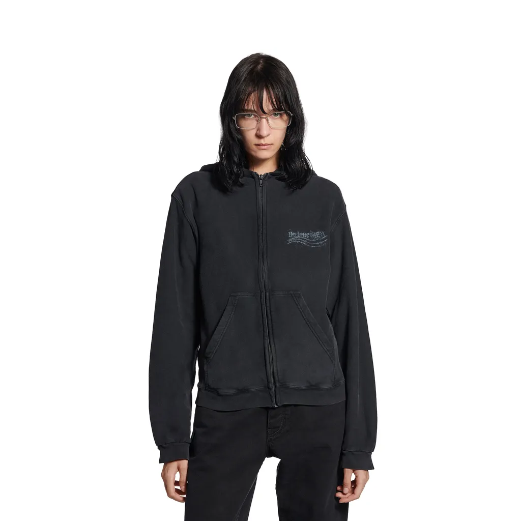 Washed Crayon Political Zip-Up Hoodie Regular Fit