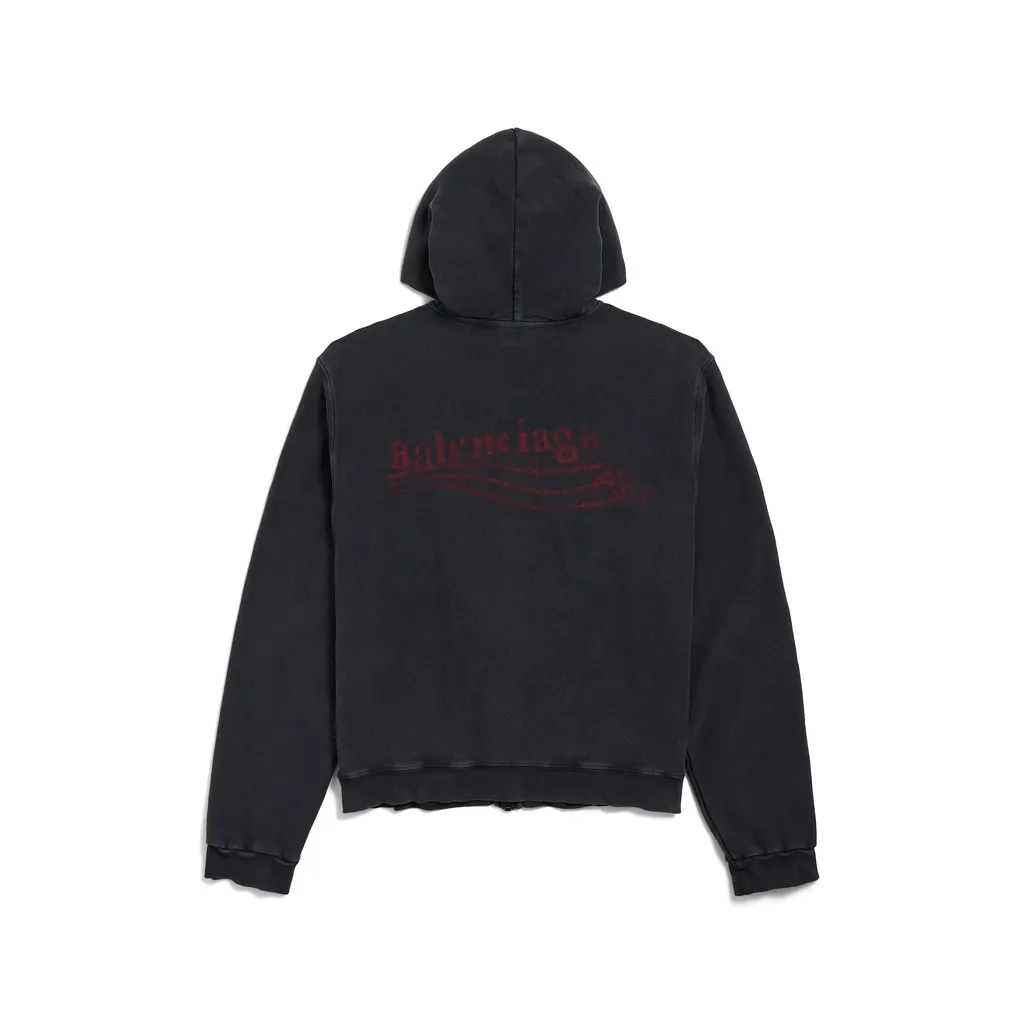 Washed Crayon Political Zip-Up Hoodie Regular Fit