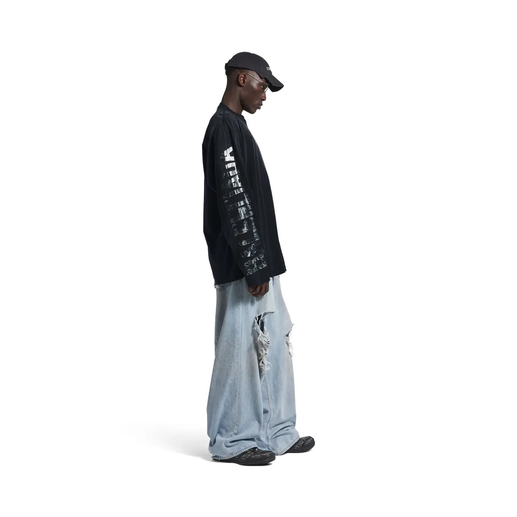 Transparent Tape Shifted Oversized Long Sleeve T-Shirt