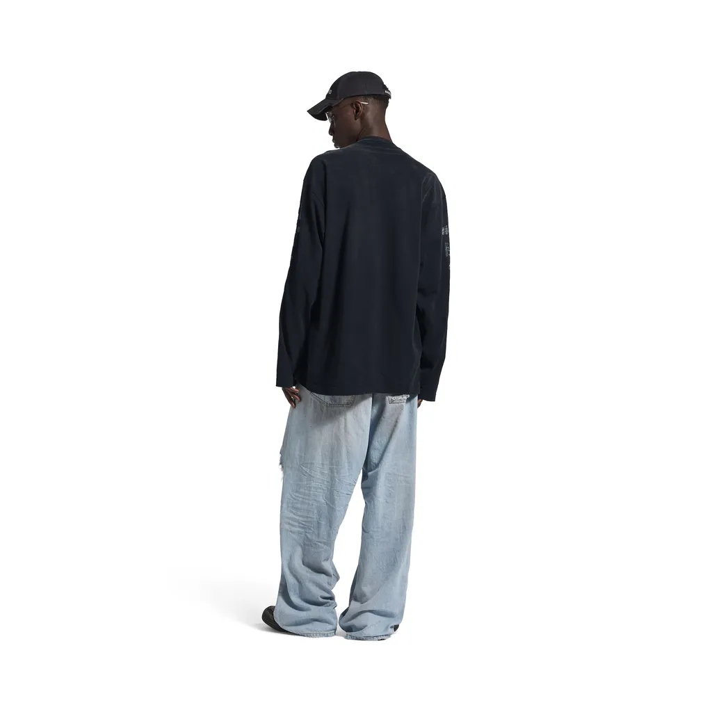 Transparent Tape Shifted Oversized Long Sleeve T-Shirt