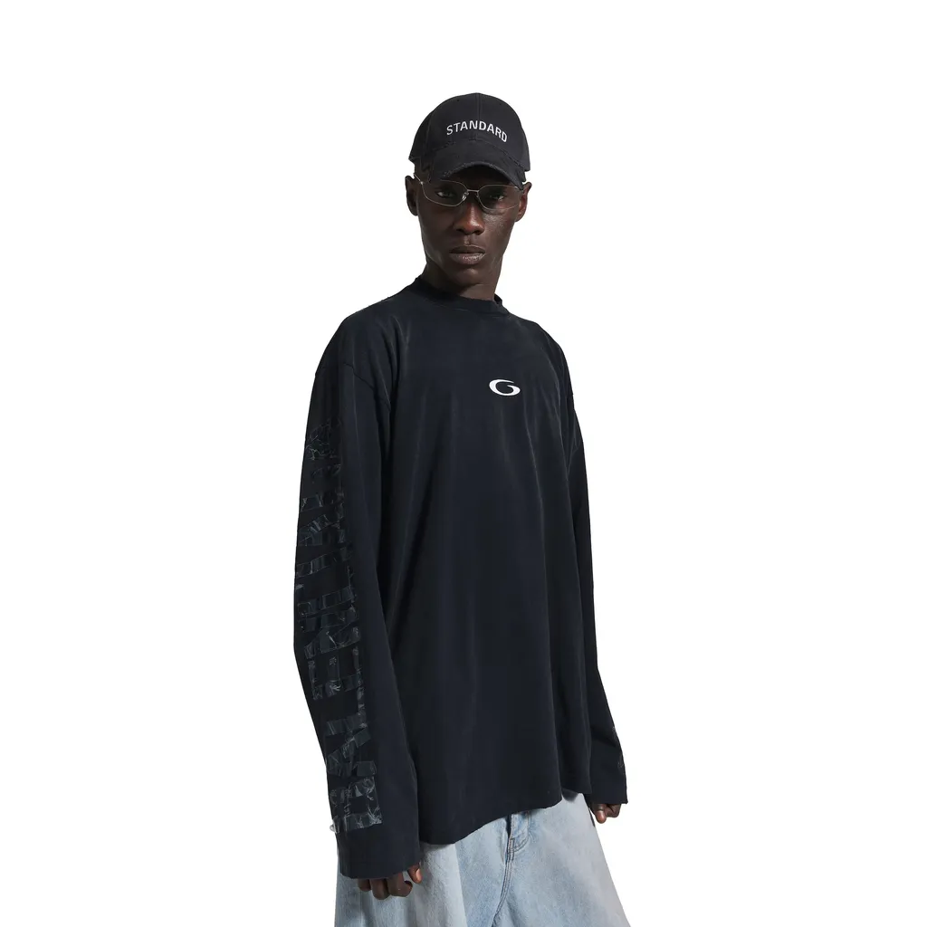 Transparent Tape Shifted Oversized Long Sleeve T-Shirt