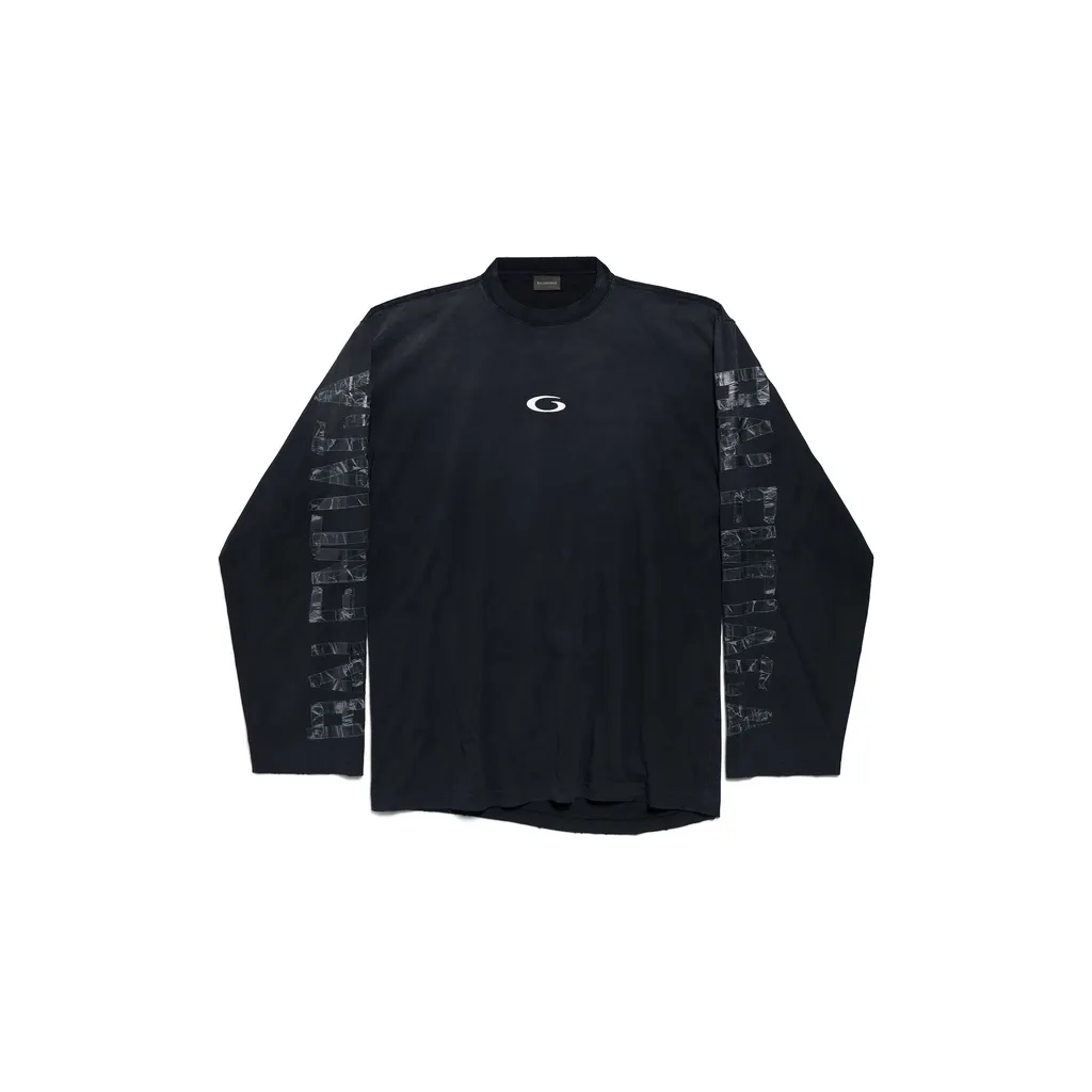 Transparent Tape Shifted Oversized Long Sleeve T-Shirt