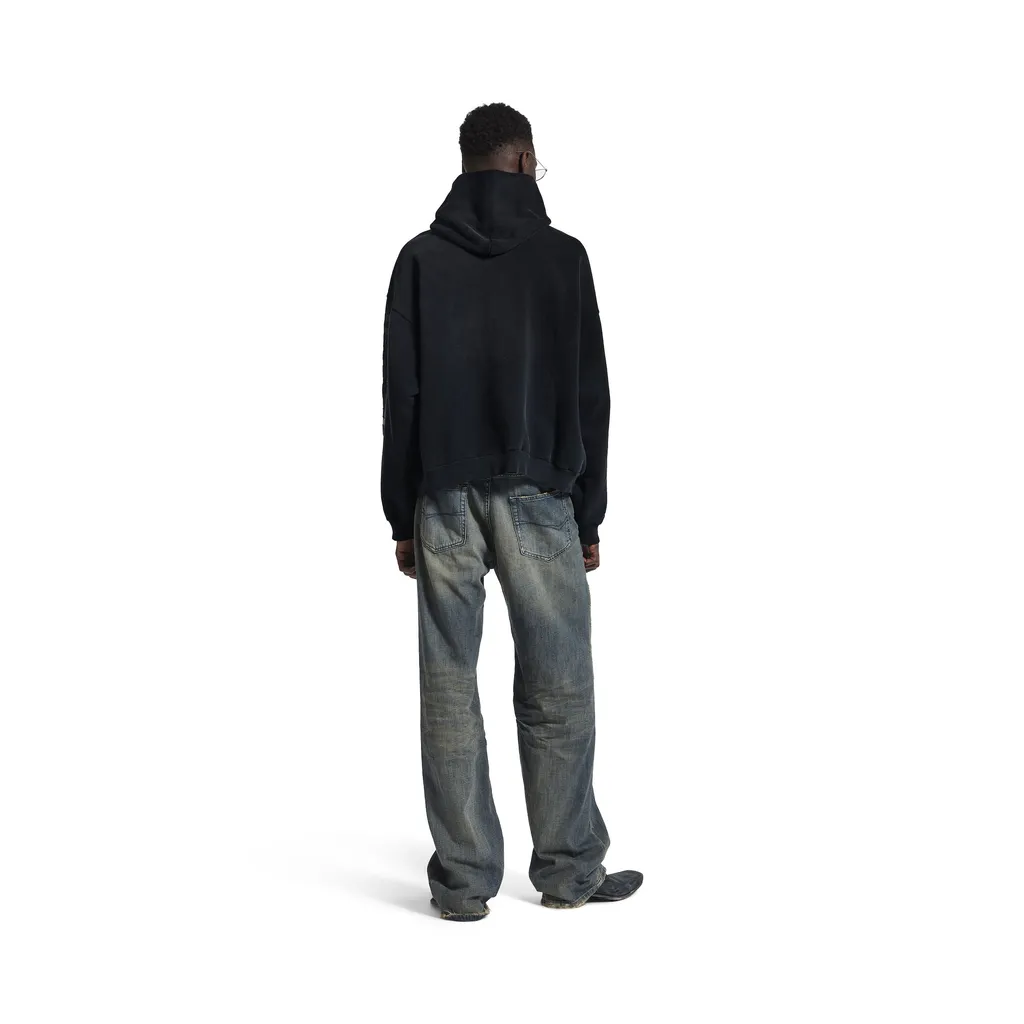 Transparent Tape Ripped Pocket Hoodie