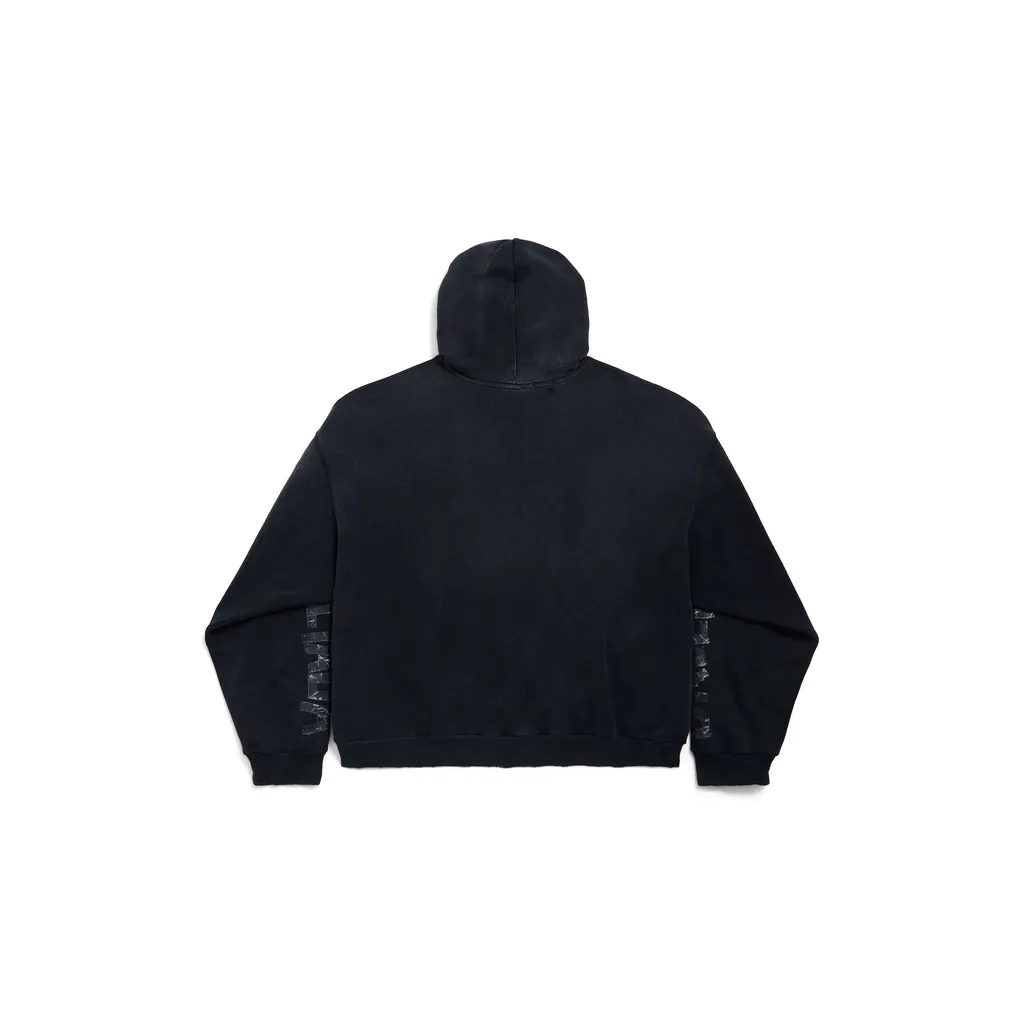 Transparent Tape Ripped Pocket Hoodie