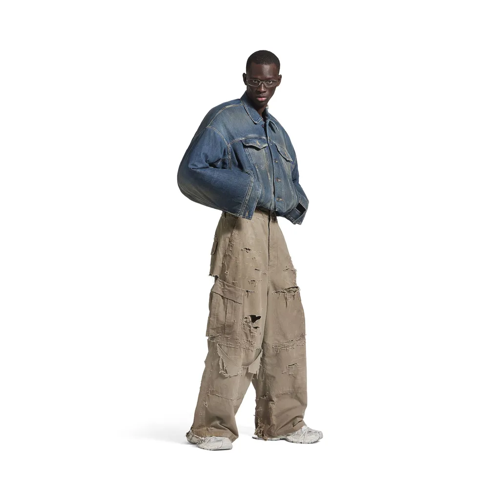 Distressed Large Cargo Pants