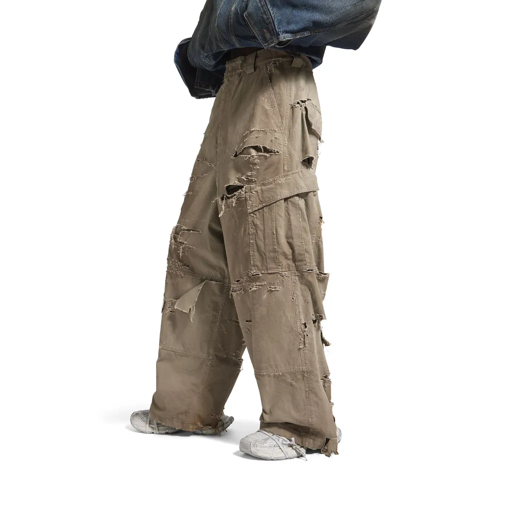 Distressed Large Cargo Pants