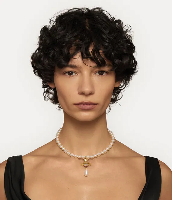 One Row Pearl Drop Choker