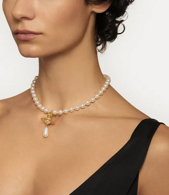 One Row Pearl Drop Choker