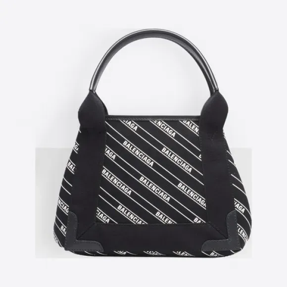 Navy Stripe Logo Handbag - Small