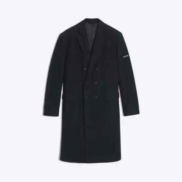 Black Washed Double-Breasted Coat
