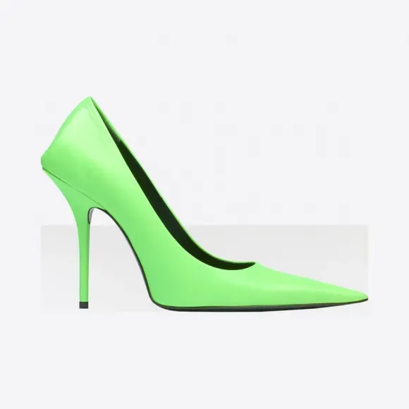 Neon Green Square Knife High Heels