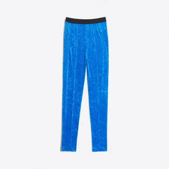 Blue Logo Velvet Jogging Pants
