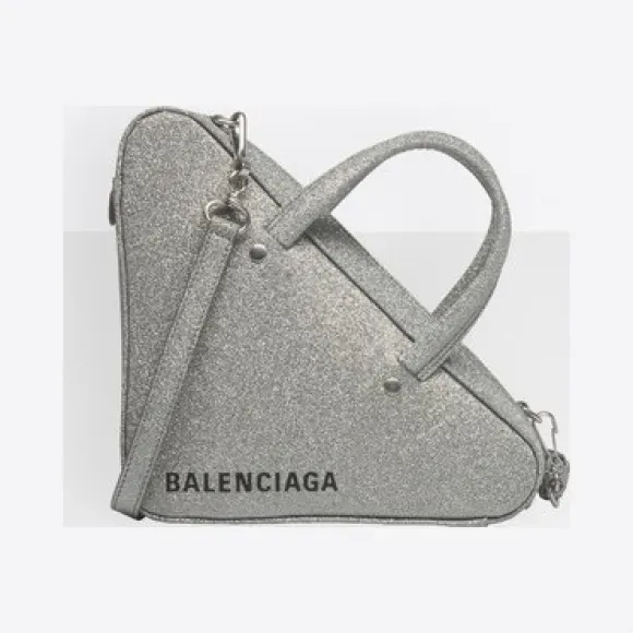 Aluminum Grey Xxs Shiny Triangle Duffle Bag