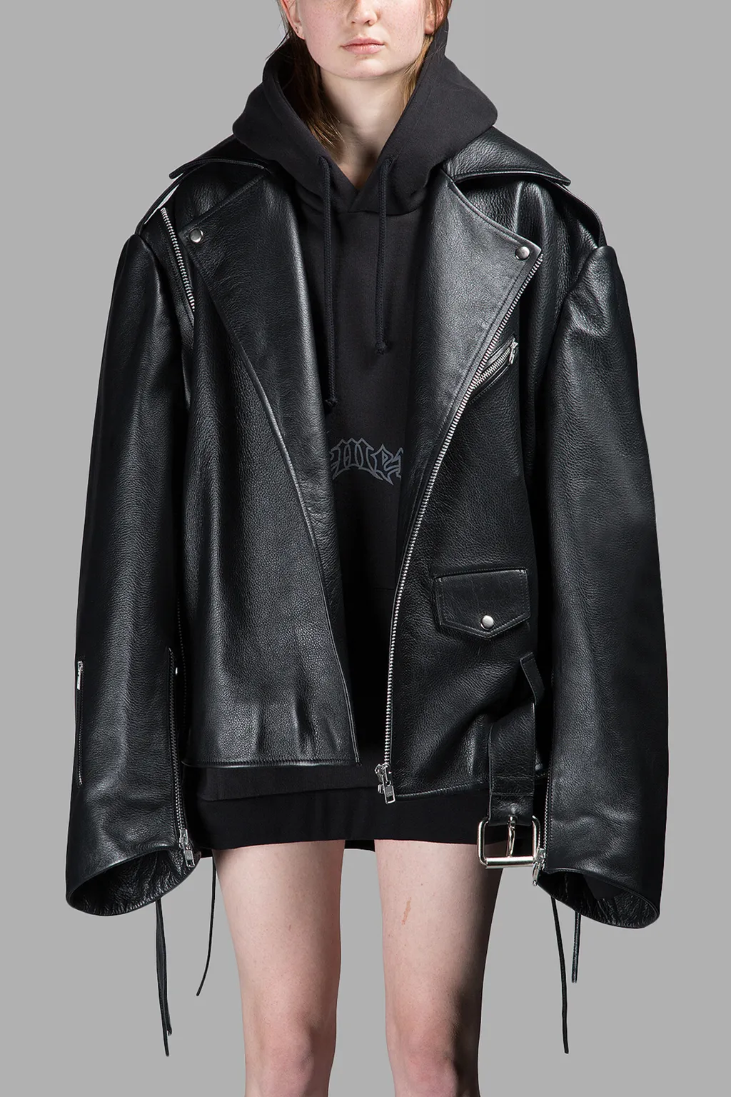 Oversized Leather Biker Jacket