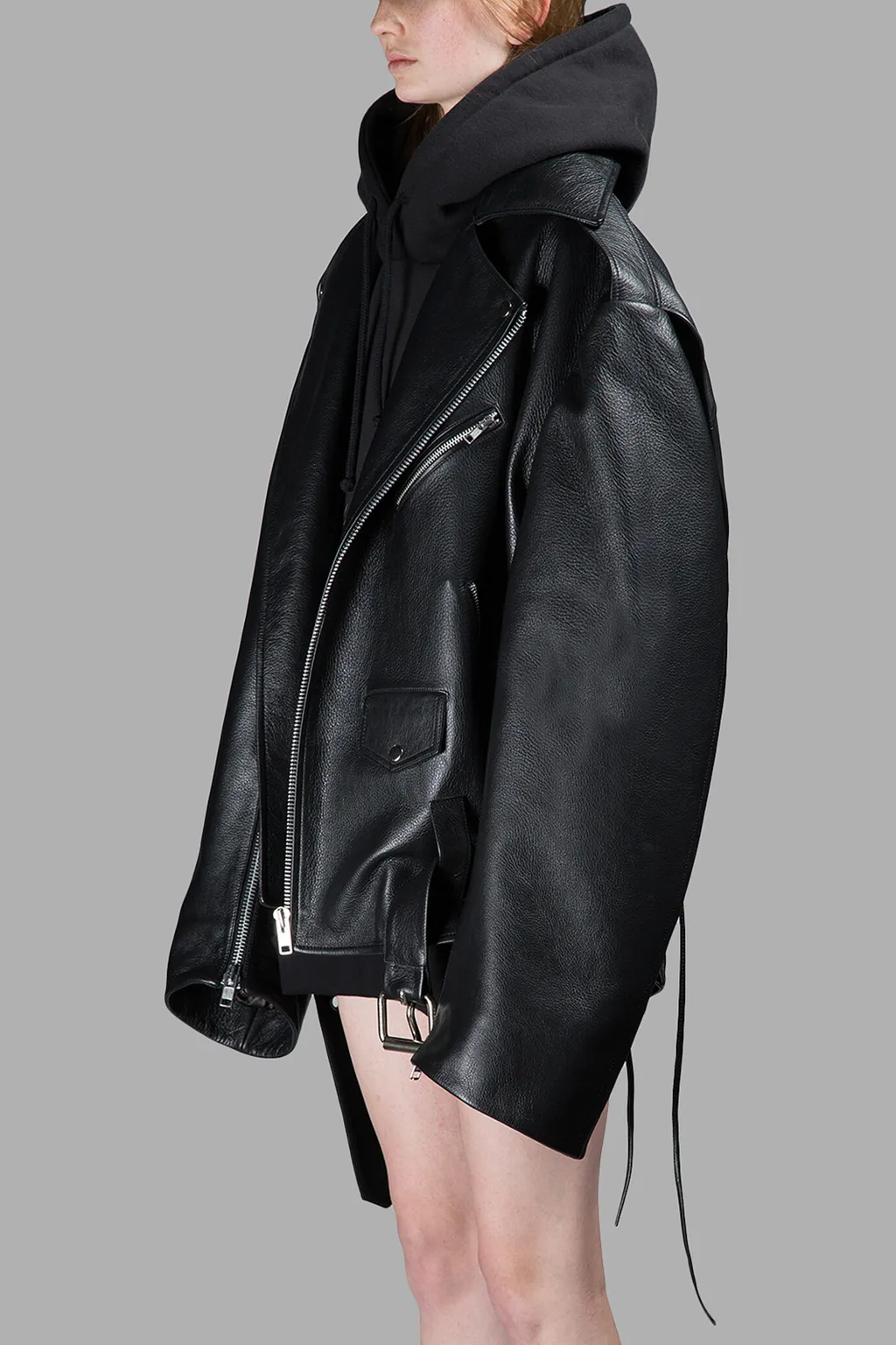 Oversized Leather Biker Jacket