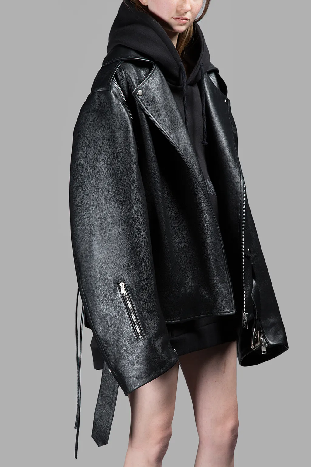 Oversized Leather Biker Jacket