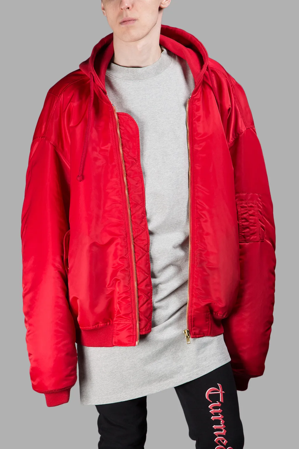 Red Bomber Jacket With Hood