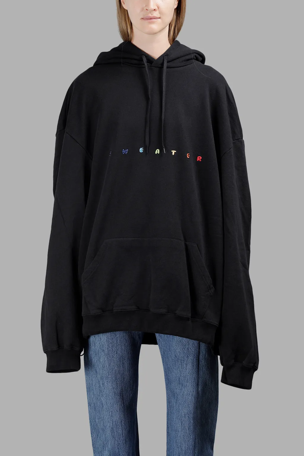 Black Embroidered Logo Hoodie
