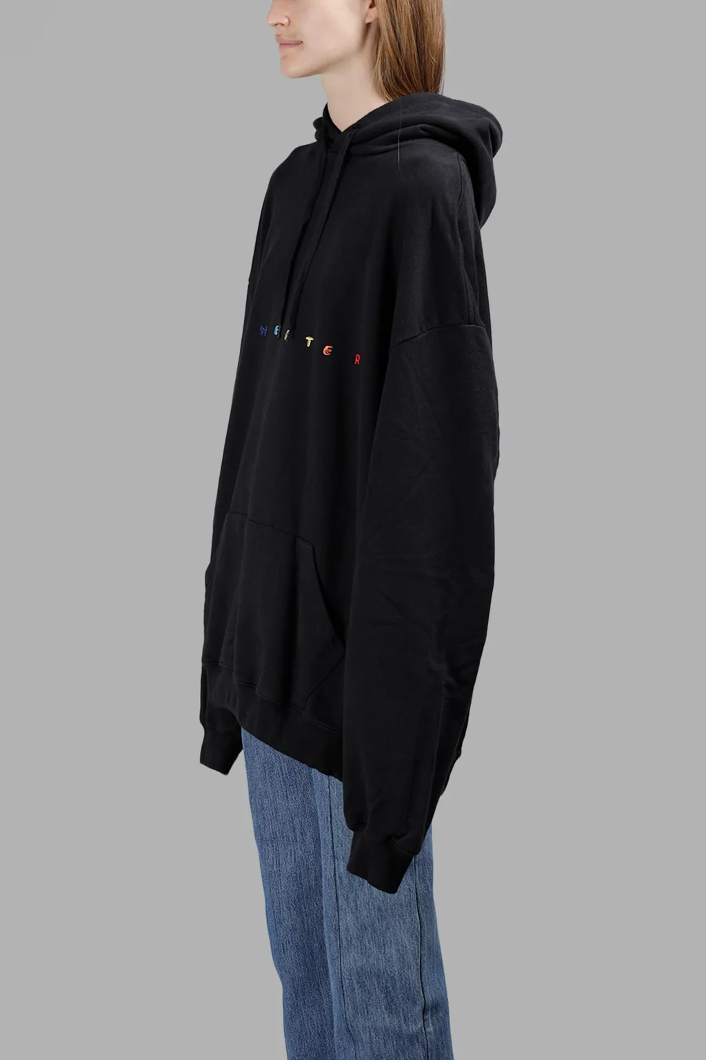 Black Embroidered Logo Hoodie