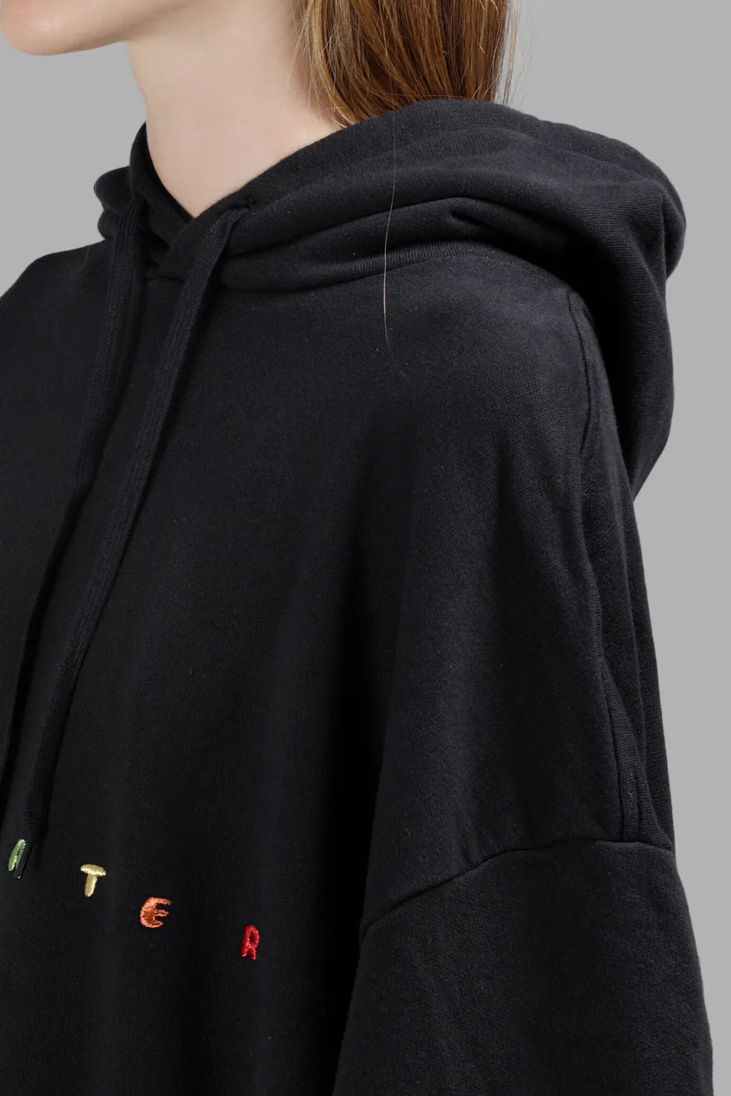 Black Embroidered Logo Hoodie