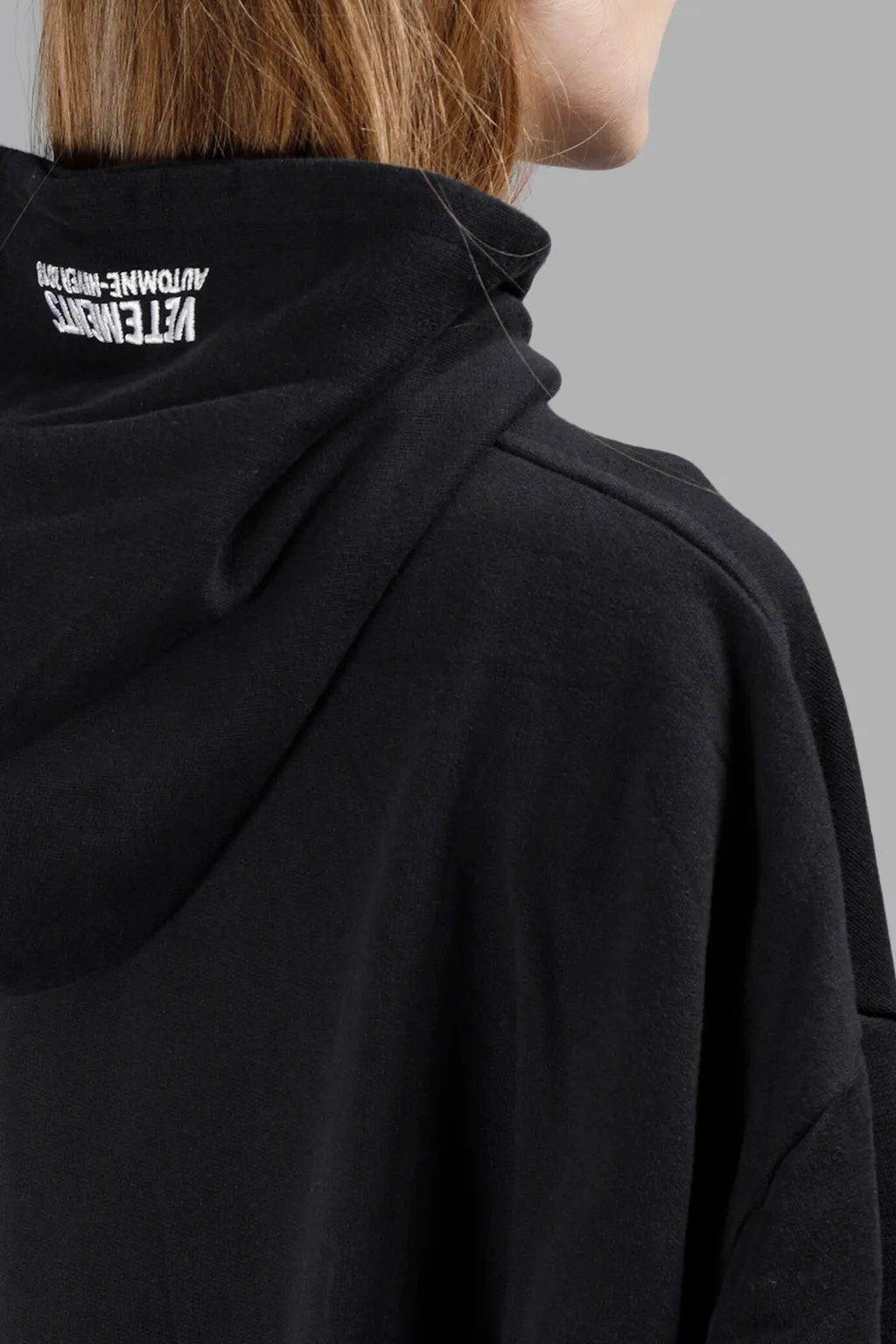 Black Embroidered Logo Hoodie