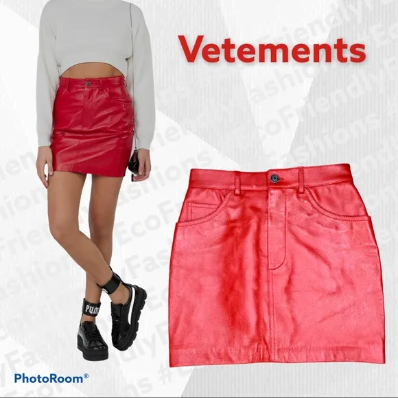Red Leather Mini Skirt