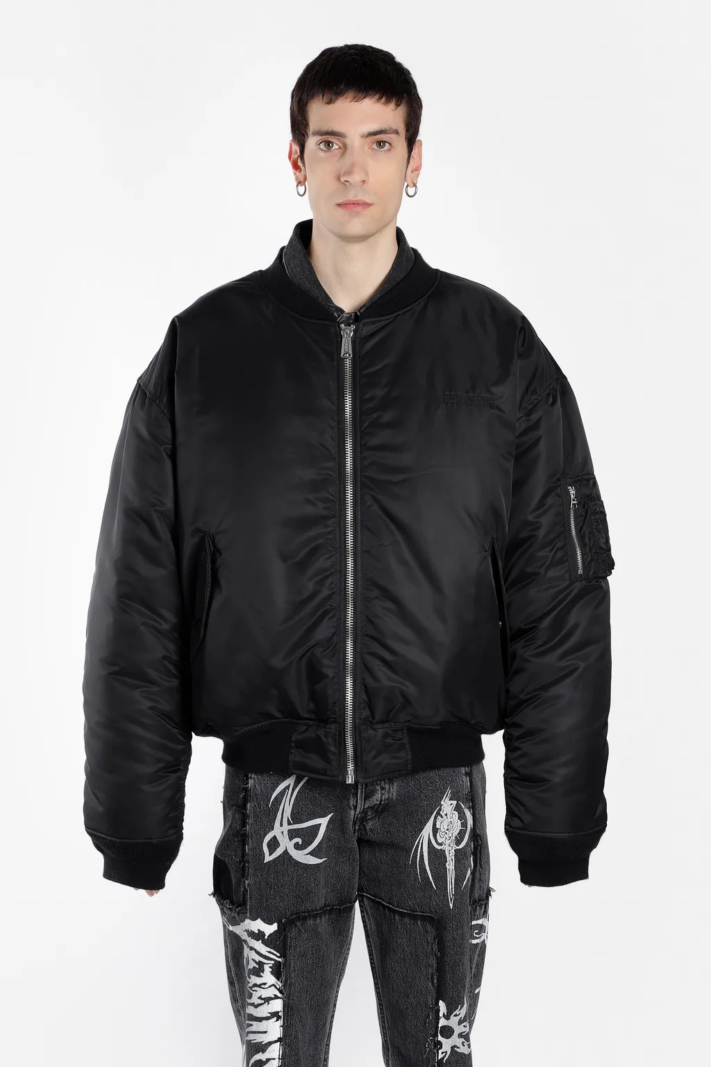 Black Oversized Bomber Jacket