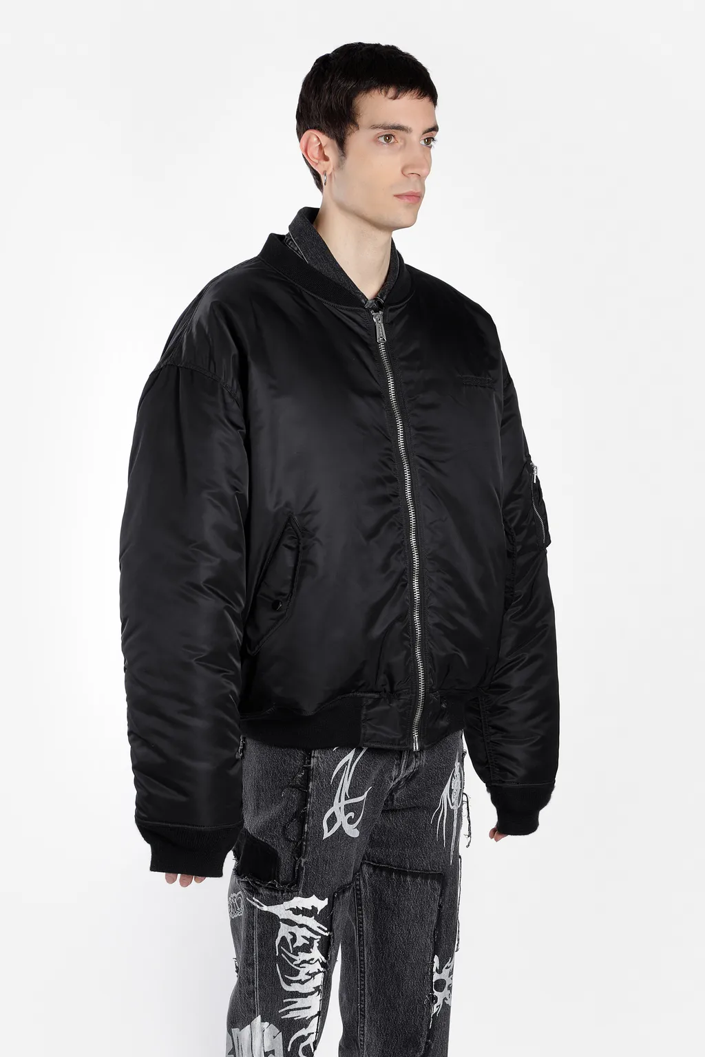Black Oversized Bomber Jacket