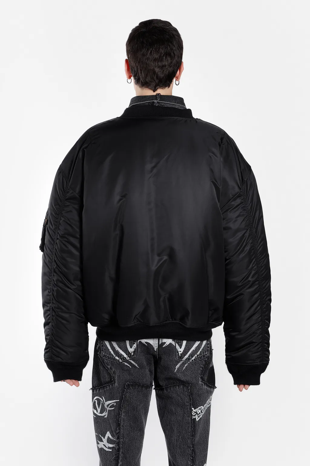 Black Oversized Bomber Jacket