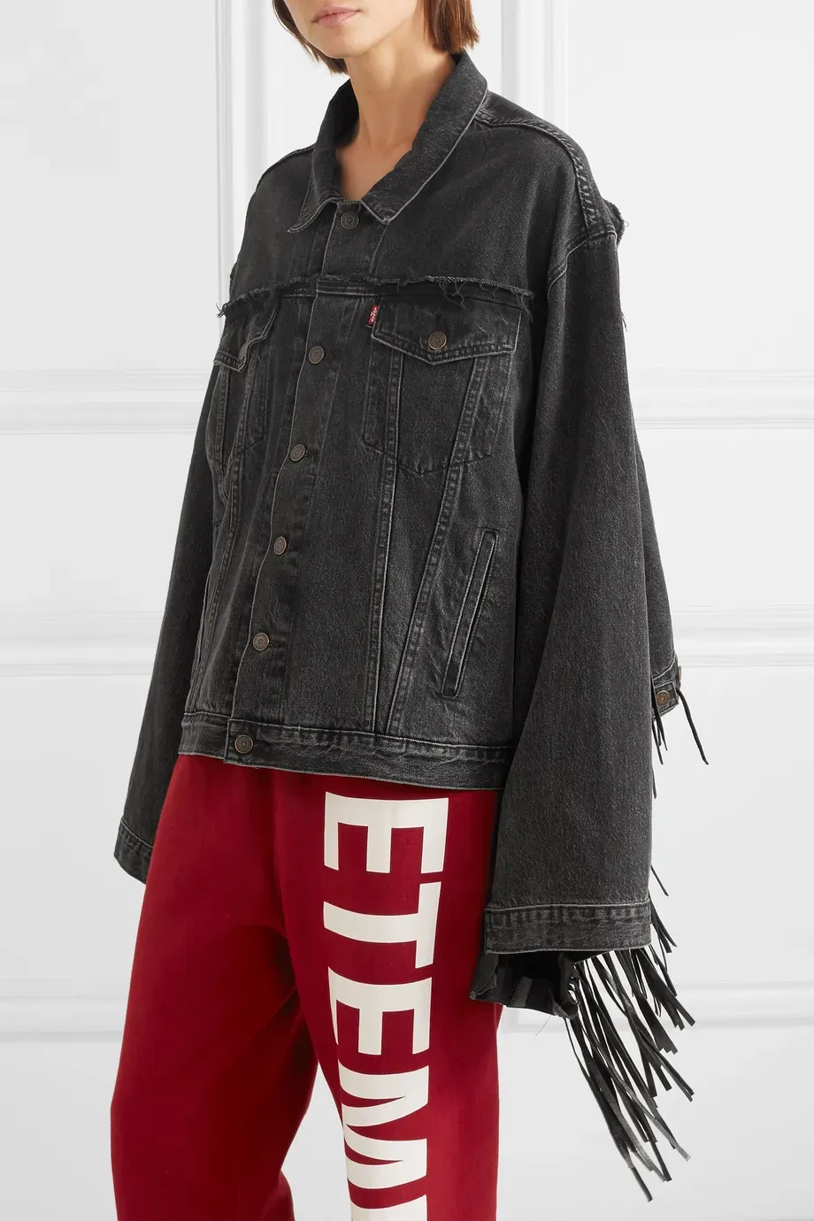 Black Denim Fringed Jacket