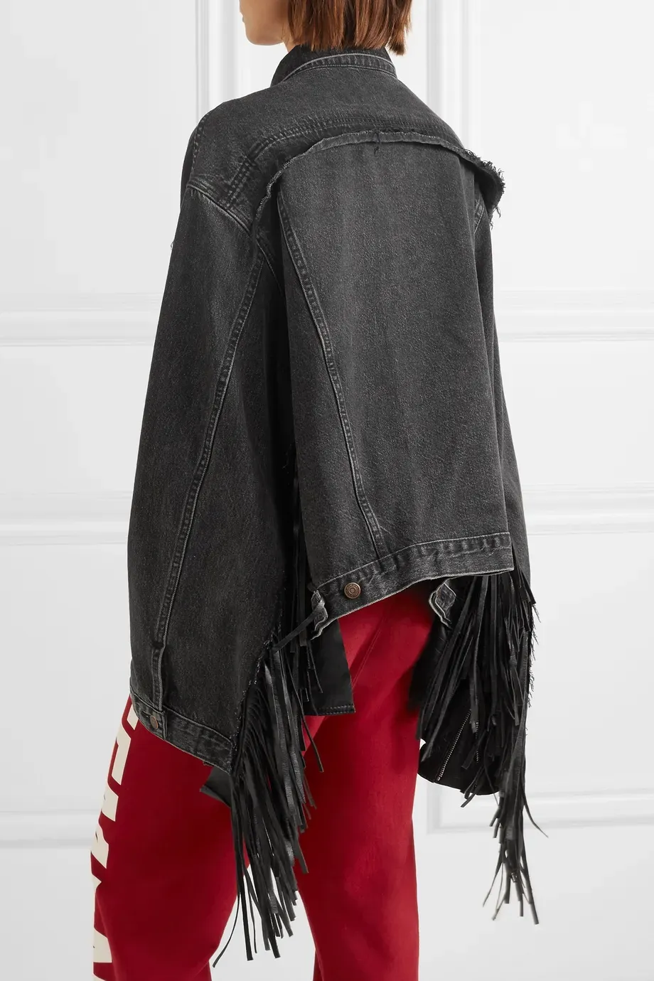 Black Denim Fringed Jacket