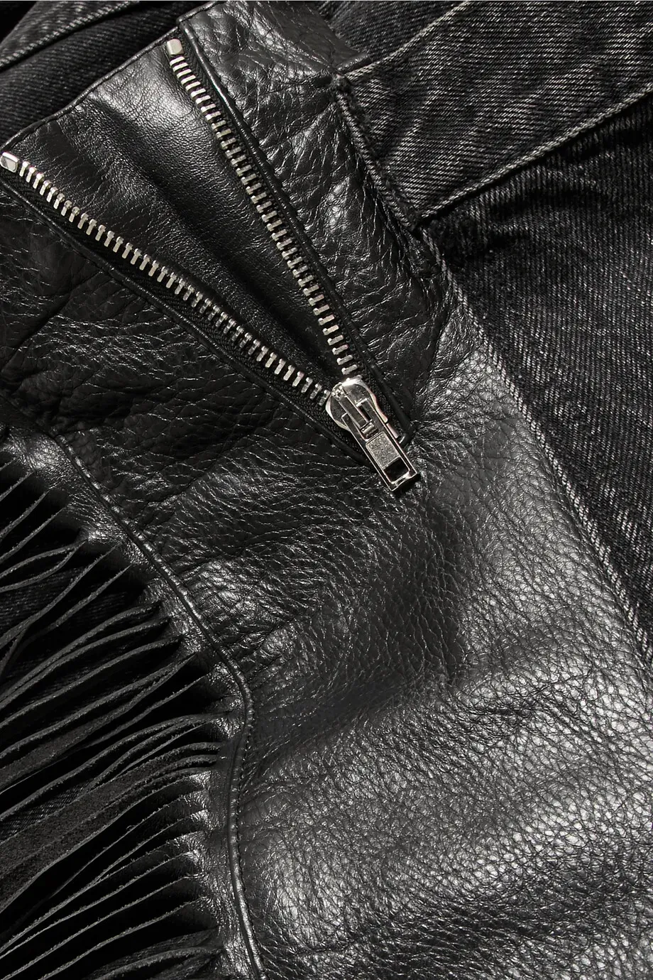 Black Denim Fringed Jacket