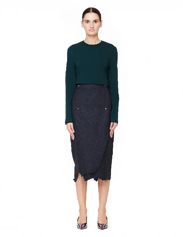 Black Distressed Midi Skirt
