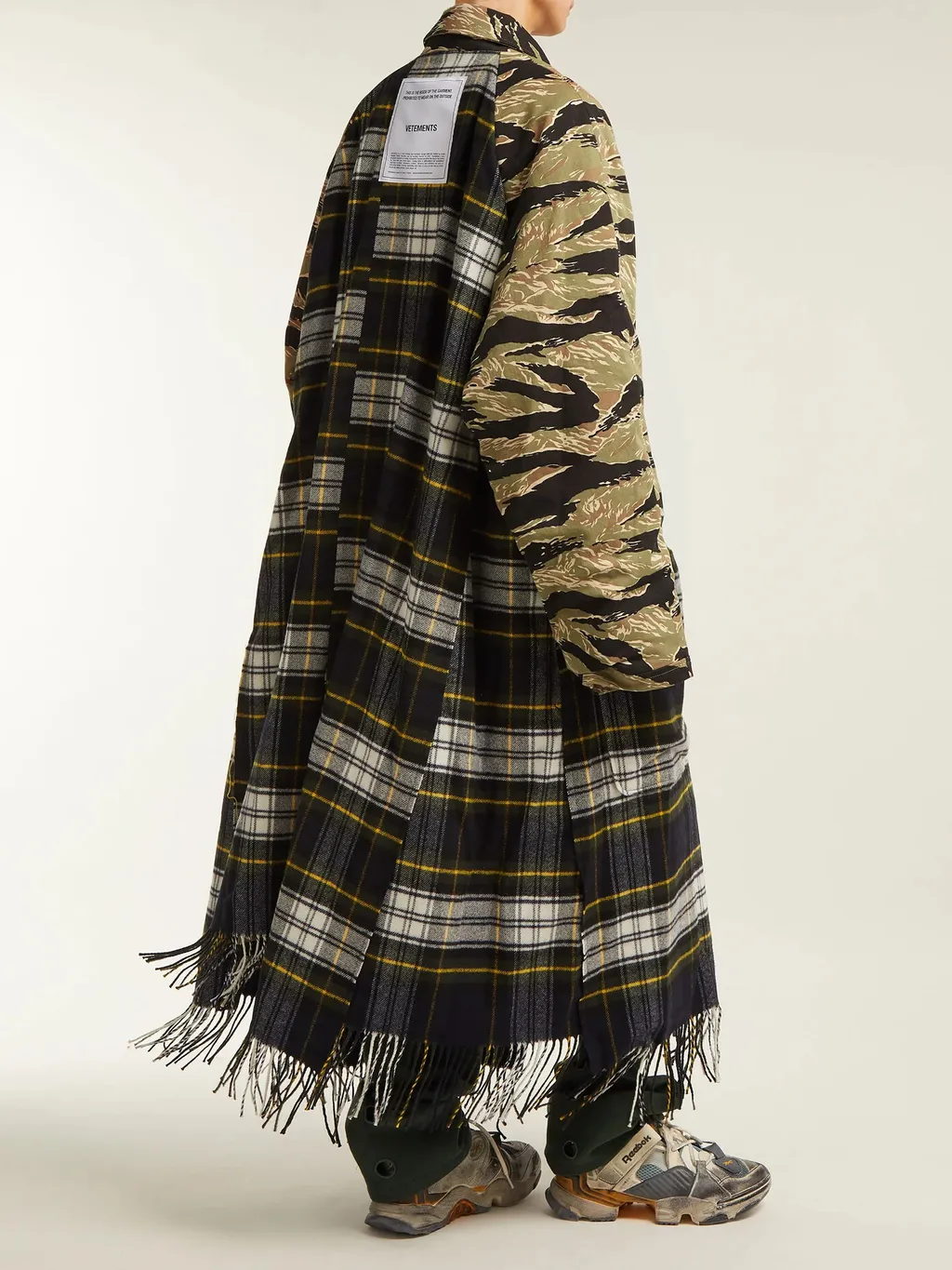 Camo Plaid Scarf Coat