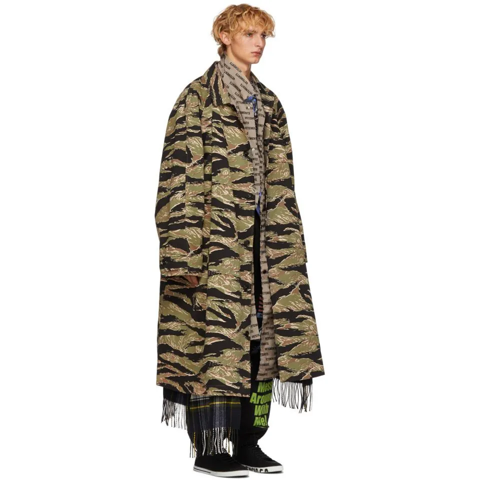 Camo Plaid Scarf Coat