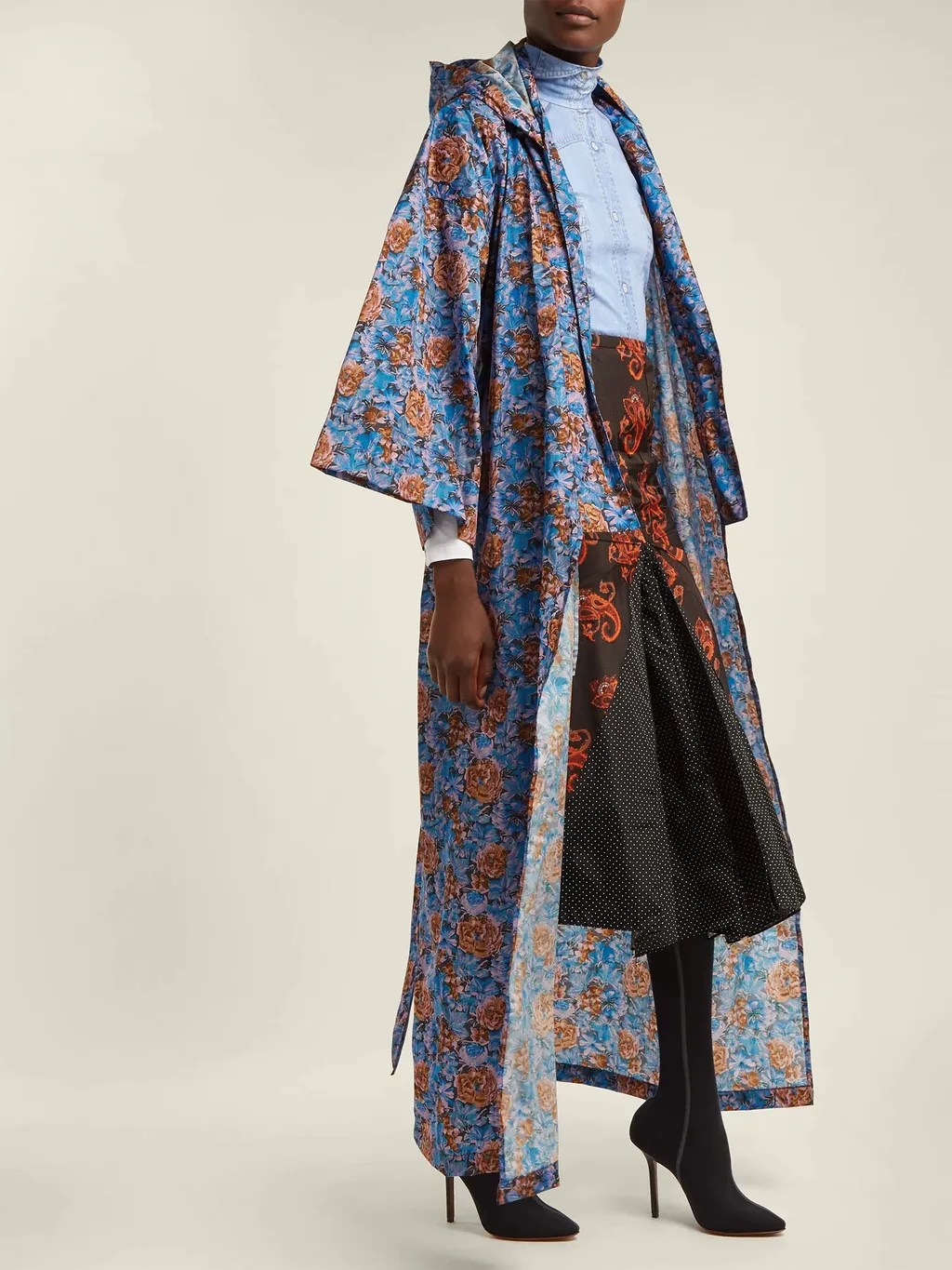 Floral Print Hooded Raincoat