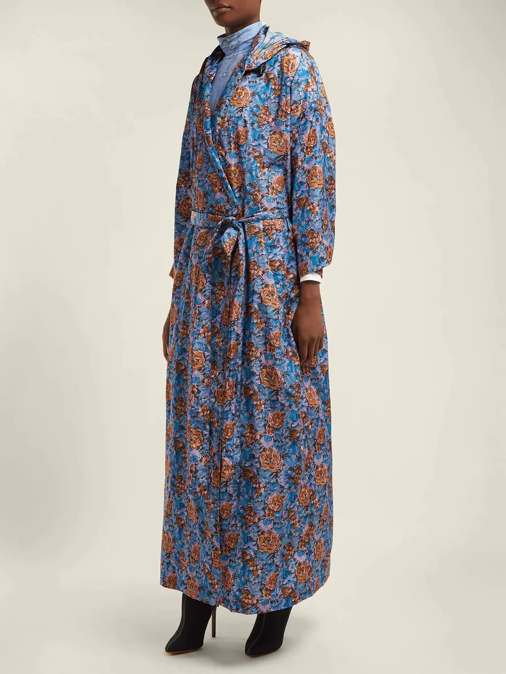 Floral Print Hooded Raincoat