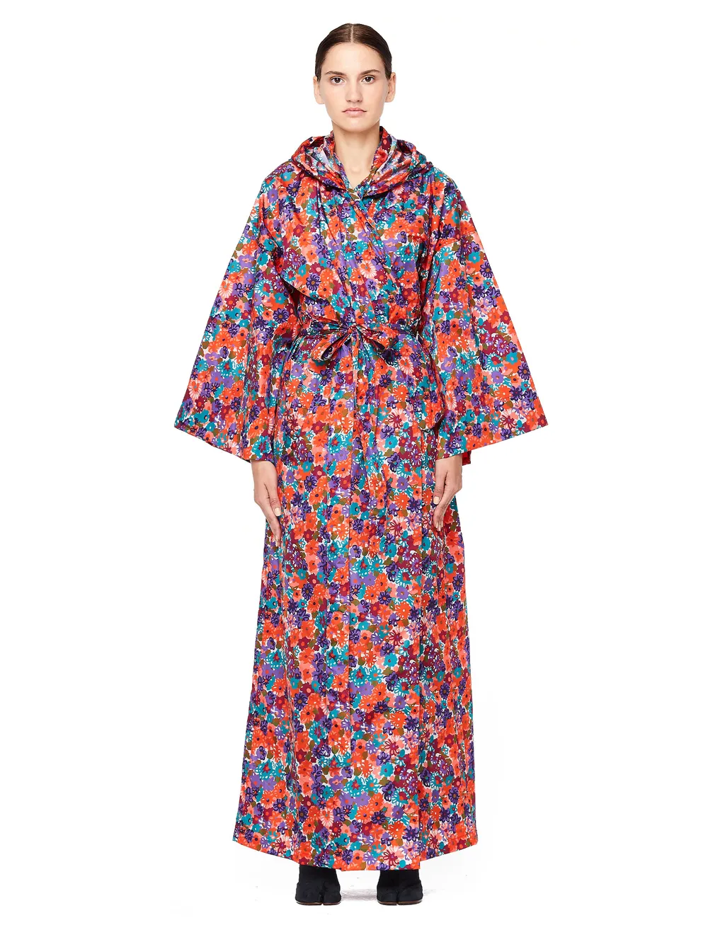 Floral Print Hooded Raincoat