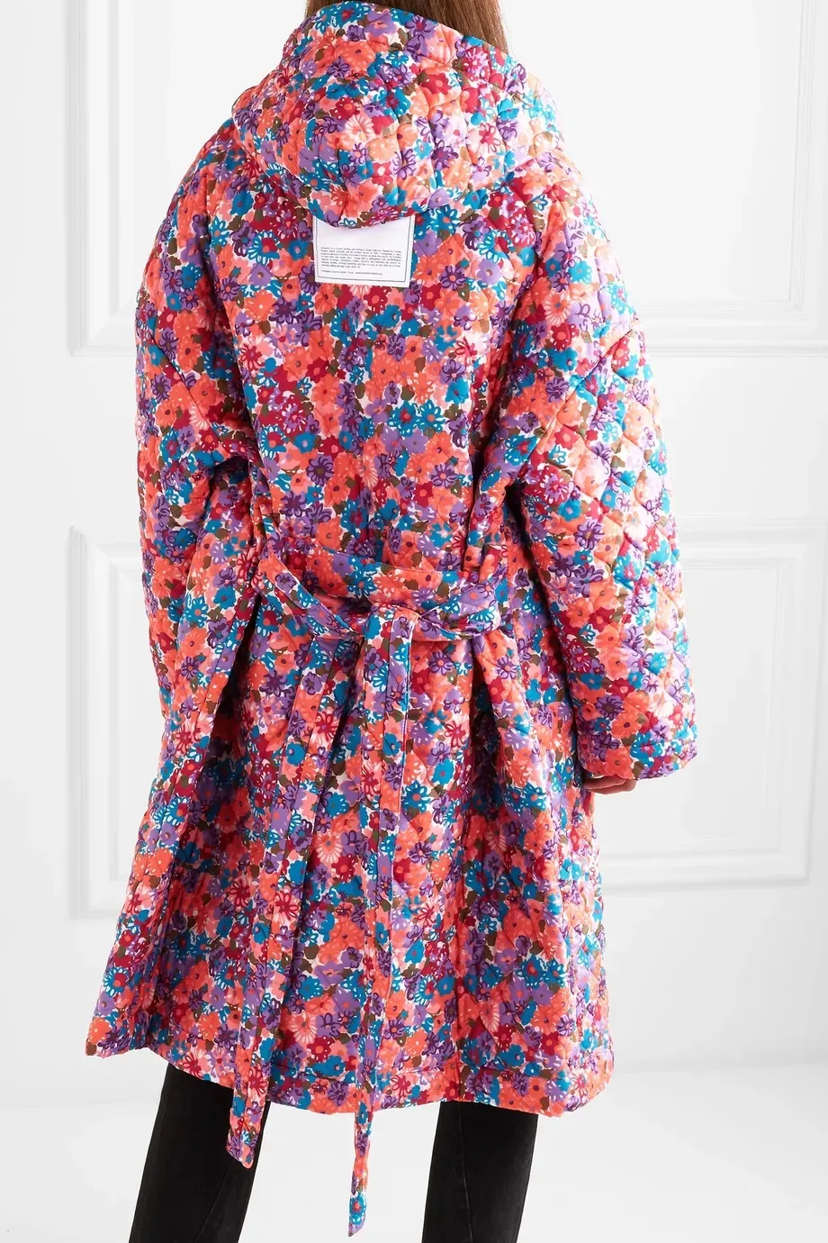 Floral Quilted Hooded Coat