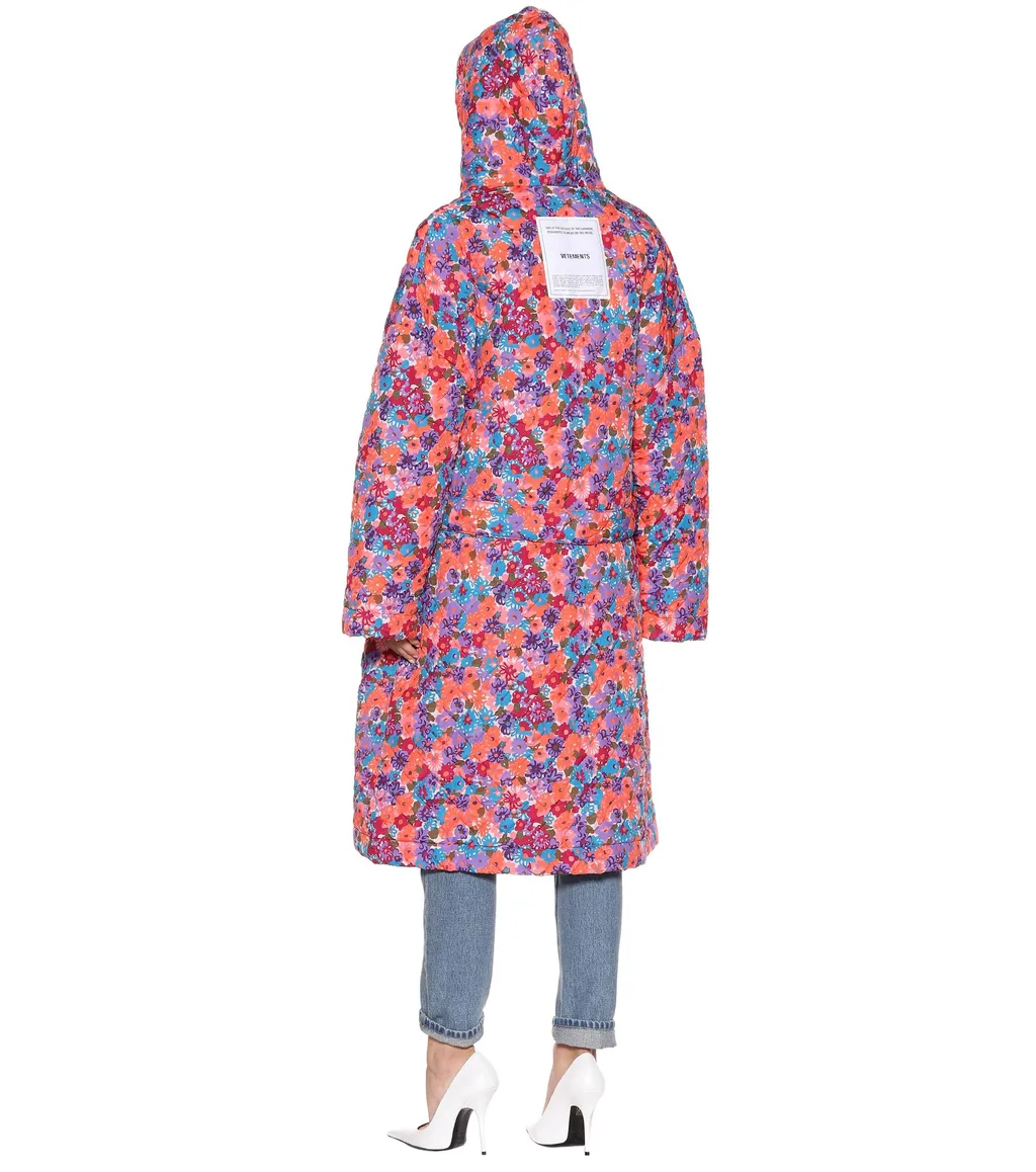 Floral Quilted Hooded Coat