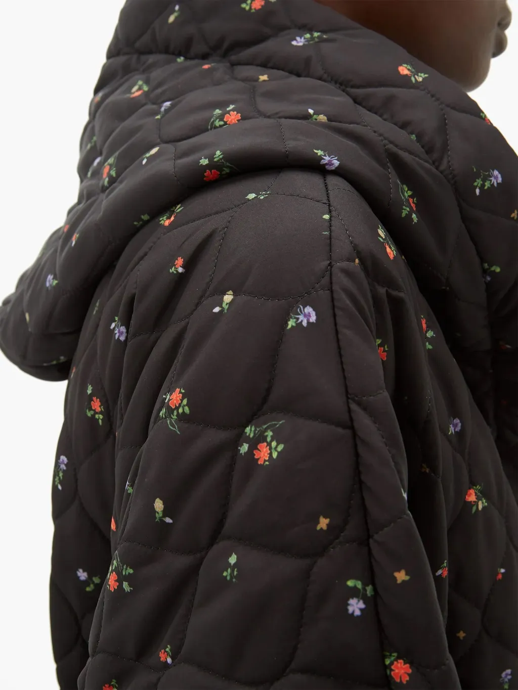 Floral Quilted Hooded Coat