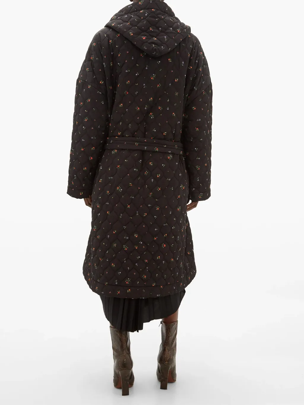 Floral Quilted Hooded Coat