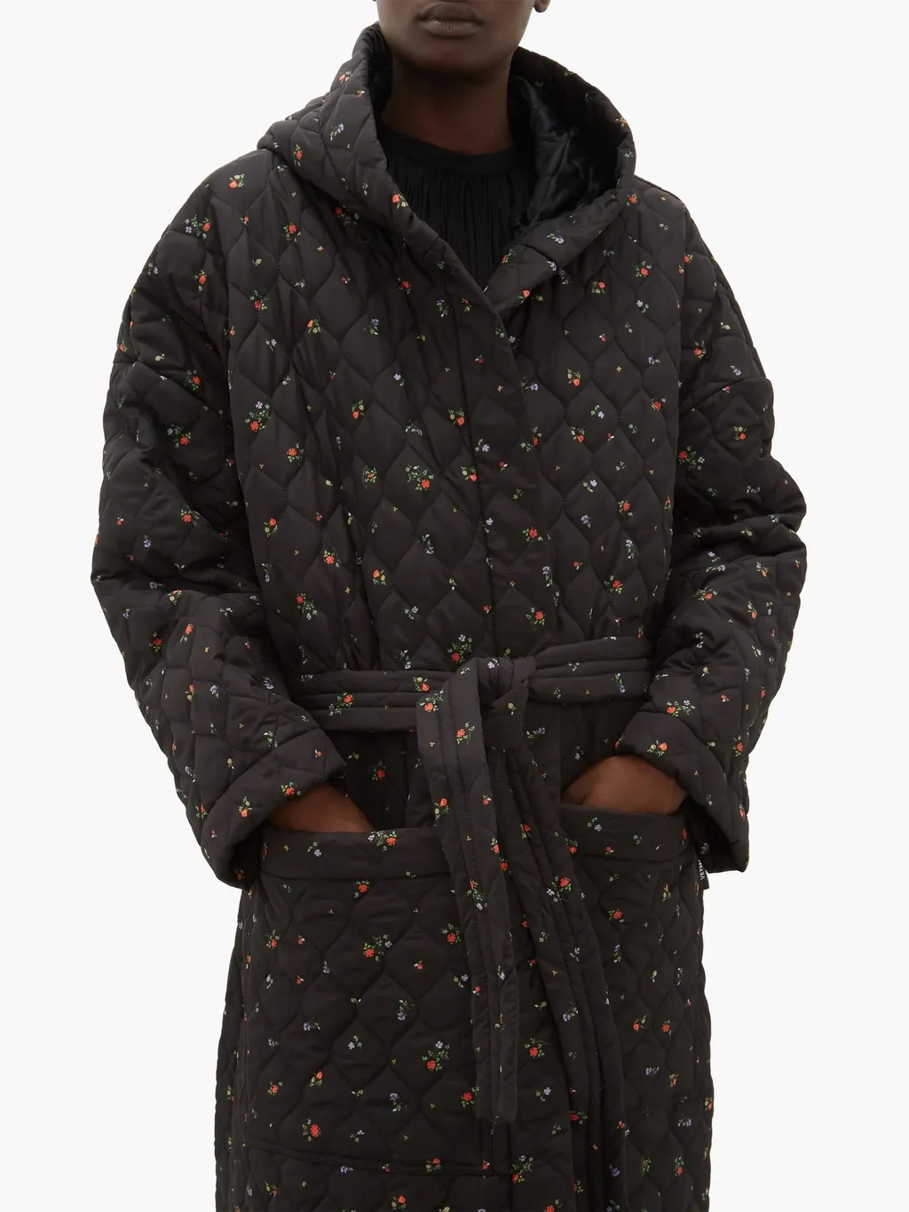 Floral Quilted Hooded Coat