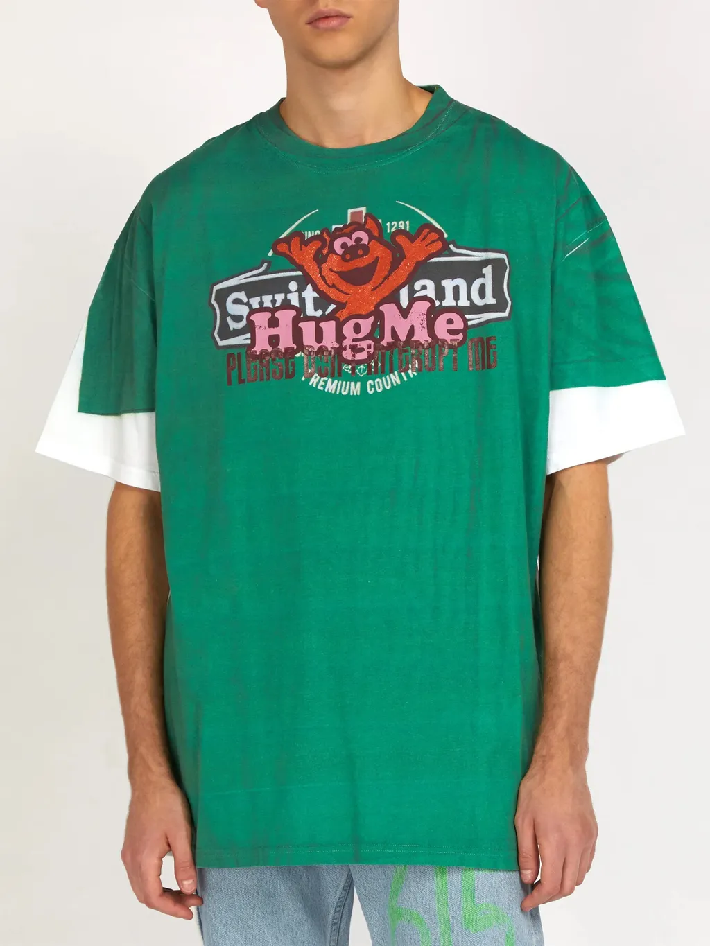 Hug Me Dont Care Thanks Double Sleeve T-Shirt