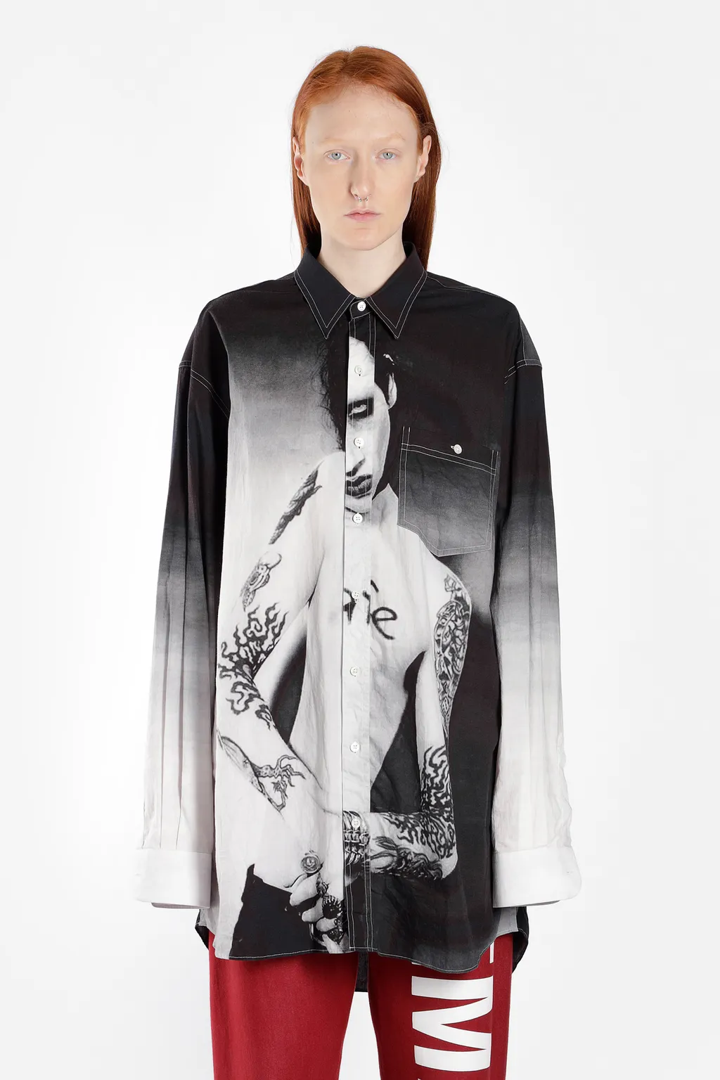 Marilyn Manson Print Button-Down Shirt