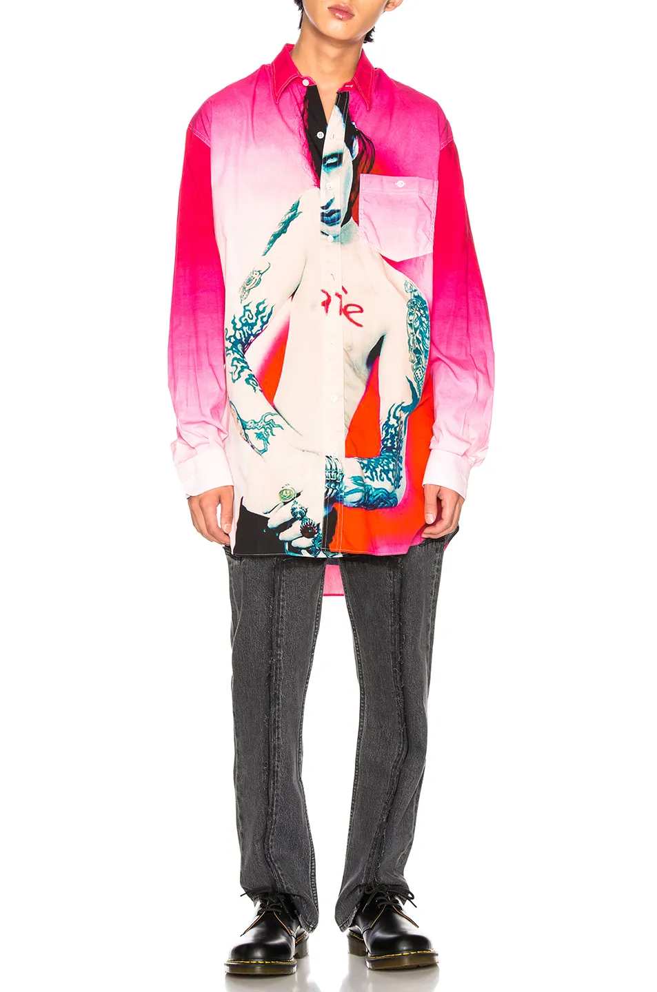 Marilyn Manson Print Button-Down Shirt