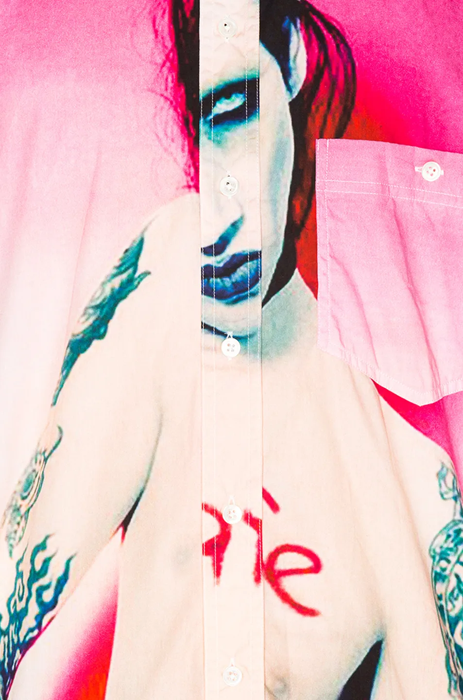 Marilyn Manson Print Button-Down Shirt